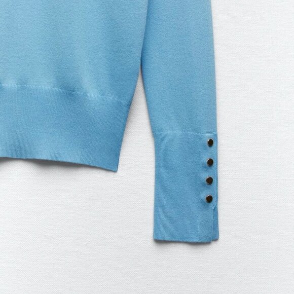 Zara Basic Knit Sweater Blue - Picture 3 of 6